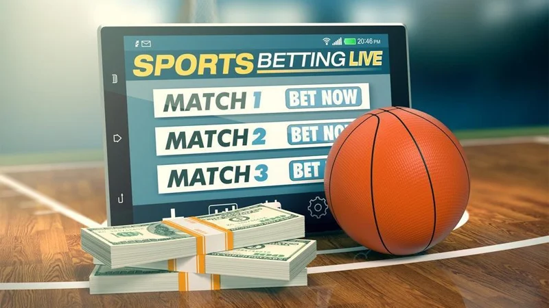 Cược chấp trực tiếp trong trận đấu bóng rổ. 